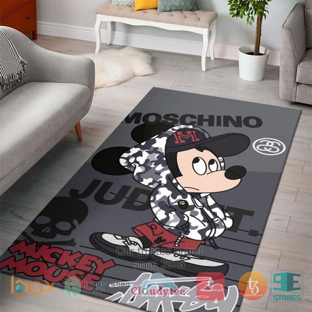 HOT Mickey Mouse Moschino Camo Black Rug 3