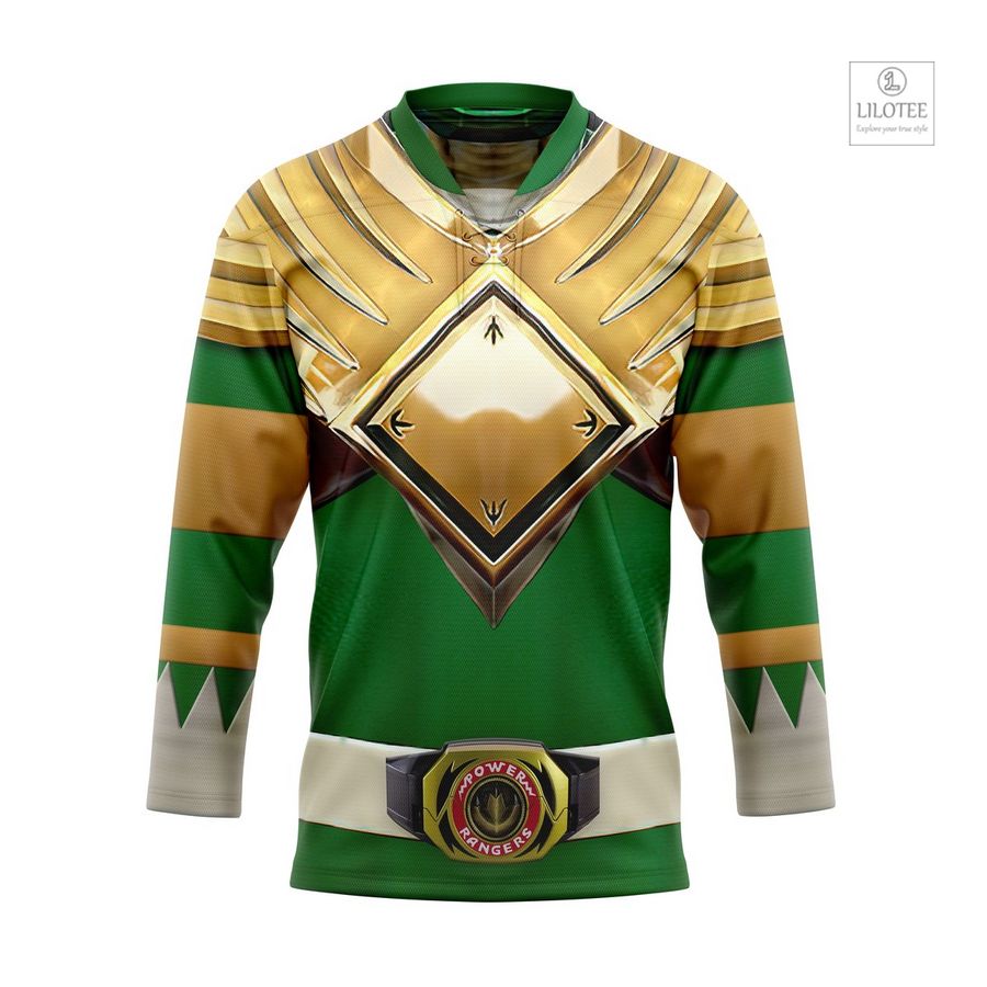 BEST Mighty Morphin Green Power Rangers Hockey Jersey 7