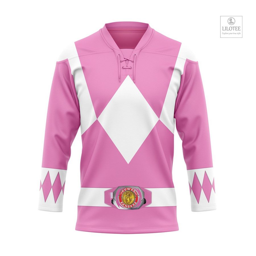 BEST Mighty Morphin Pink Power Rangers Hockey Jersey 7