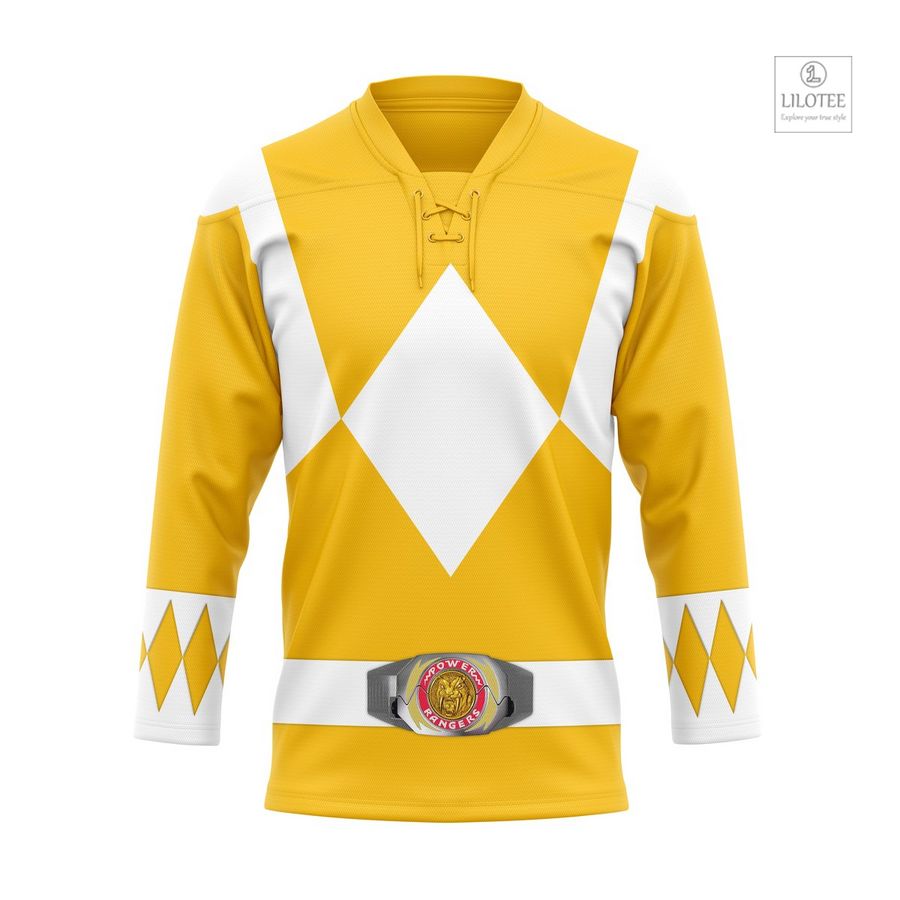 BEST Mighty Morphin Yellow Power Rangers Hockey Jersey 6