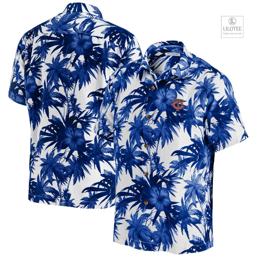 BEST Minnesota Twins Tommy Bahama Sport Harbor Island Hibiscus Short Sleeve Navy Hawaiian Shirt 6