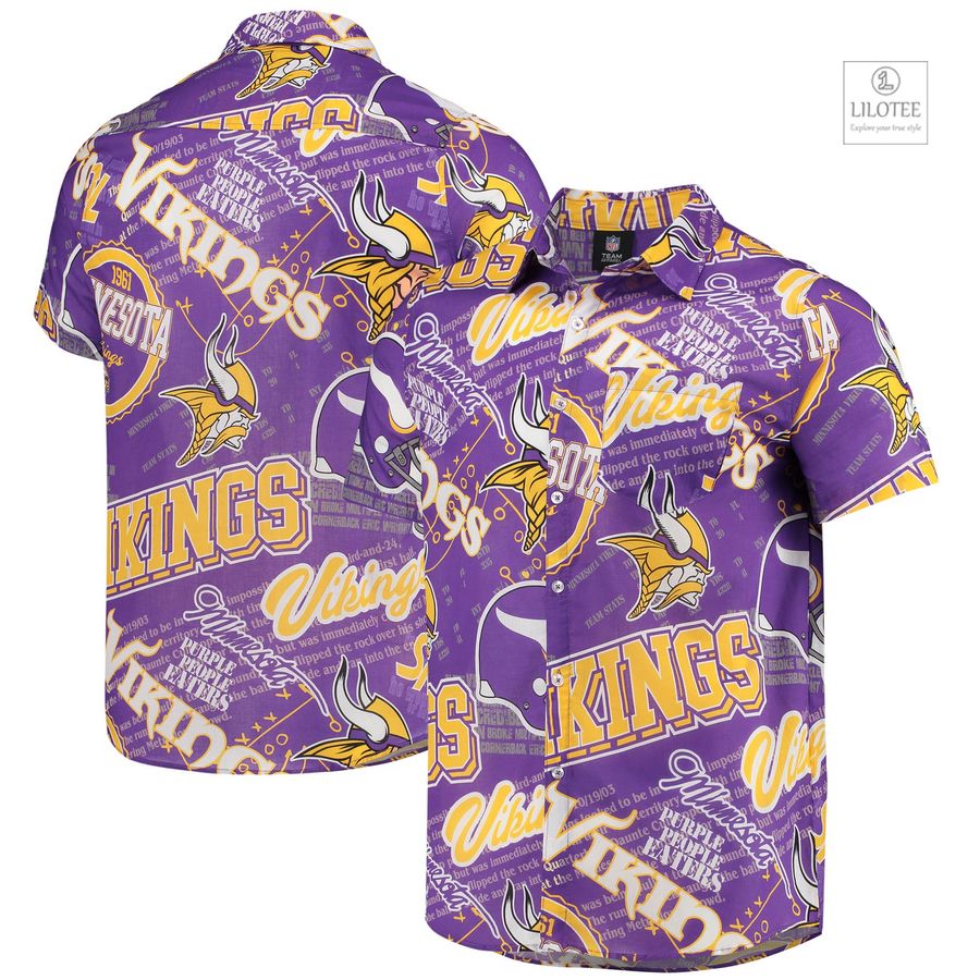 BEST Minnesota Vikings FOCO Thematic Purple Hawaiian Shirt 7