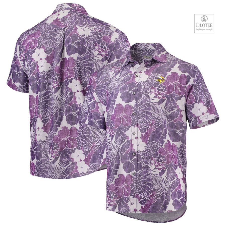 BEST Minnesota Vikings Tommy Bahama Coconut Point Playa Floral IslandZone Purple Hawaiian Shirt 6