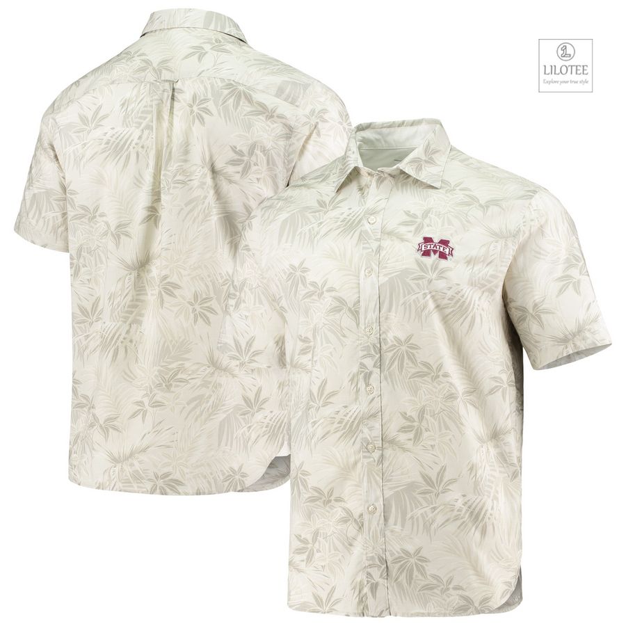 BEST Mississippi State Bulldogs Tommy Bahama Forest Fronds Oatmeal Hawaiian Shirt 6