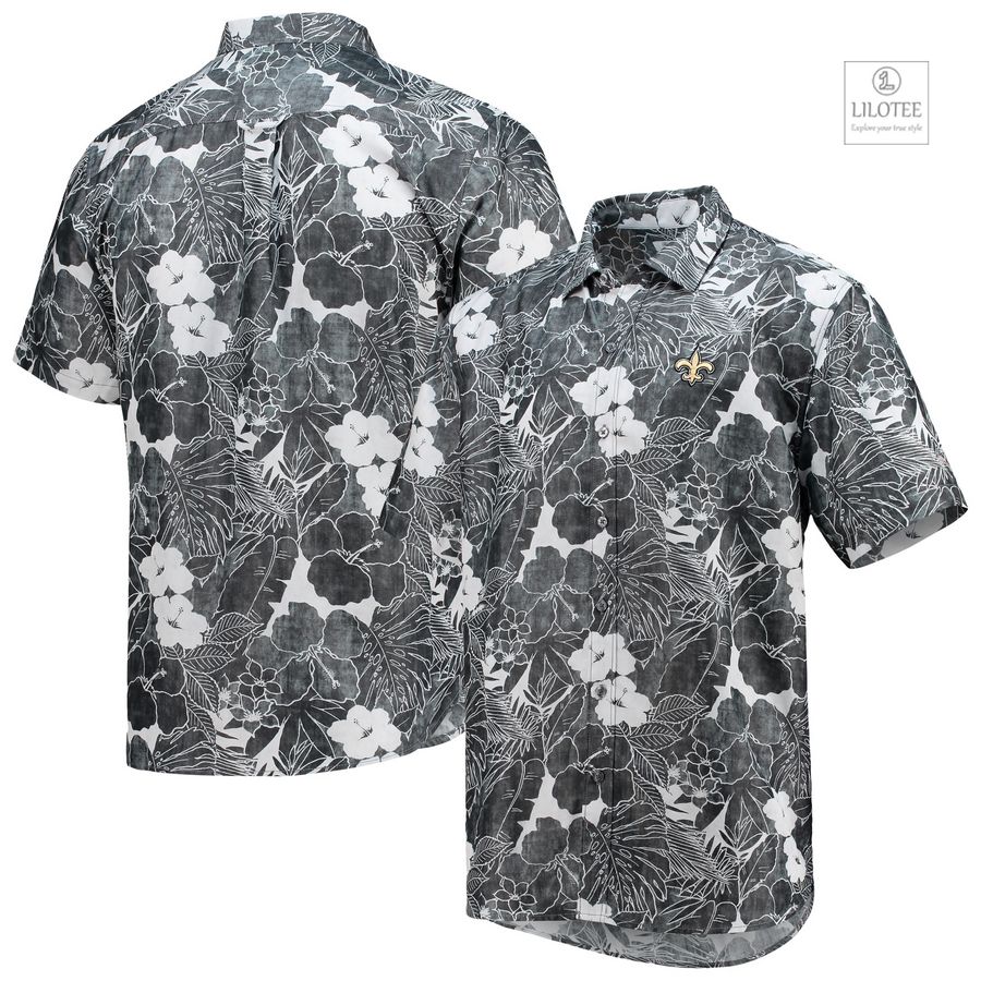 BEST New Orleans Saints Tommy Bahama Coconut Point Playa Floral IslandZone Black Hawaiian Shirt 7