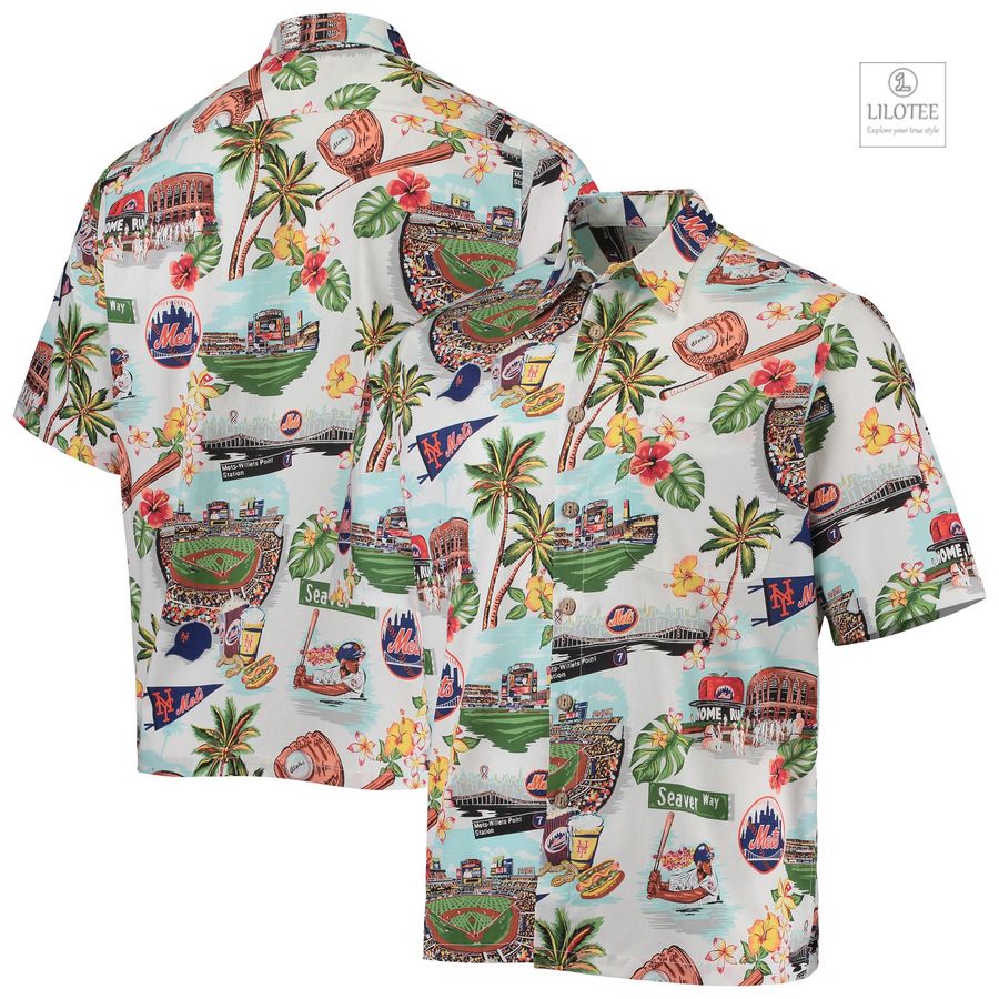 BEST New York Mets Reyn Spooner Scenic White Hawaiian Shirt 7