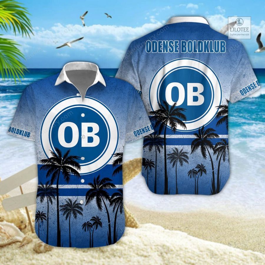 BEST Odense Boldklub Blue Hawaiian Shirt, Short 4