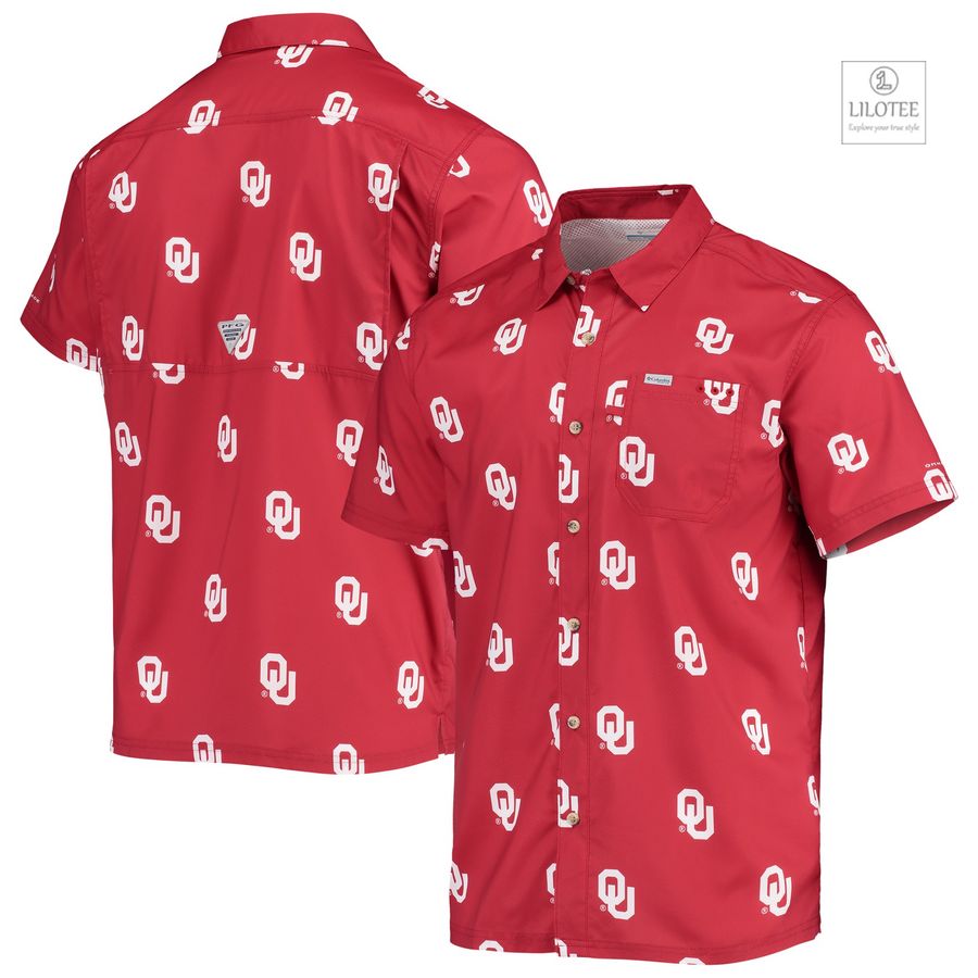 BEST Oklahoma Sooners Columbia Super Slack Tide OmniShade Crimson Hawaiian Shirt 6