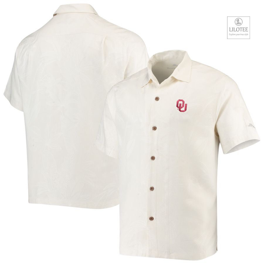 BEST Oklahoma Sooners Tommy Bahama Al Fresco Tropics Jacquard White Hawaiian Shirt 7