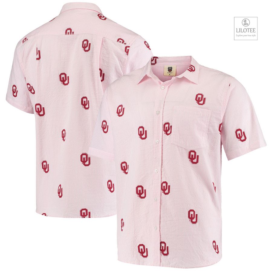 BEST Oklahoma Sooners Wes & Willy Seersucker Pink Hawaiian Shirt 6
