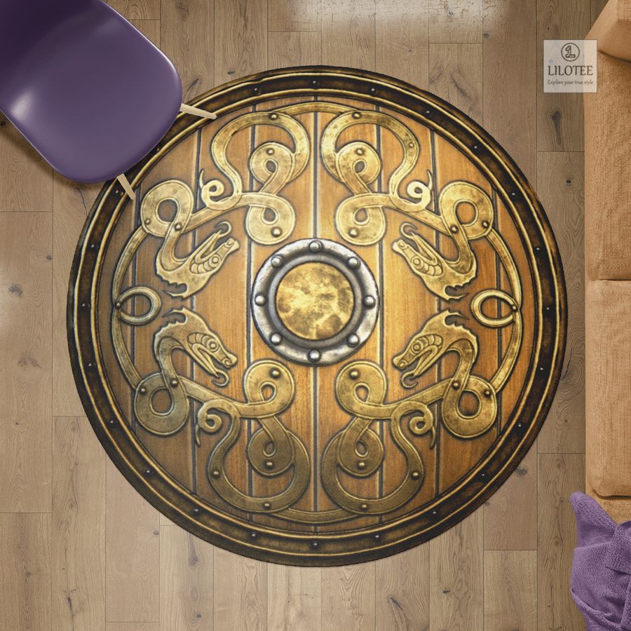 BEST Old Wooden Viking Shield Viking Round Carpet 10