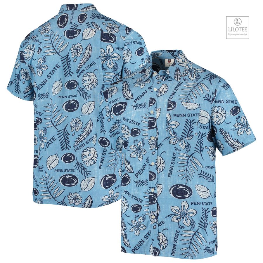 BEST Penn State Nittany Lions Wes & Willy Vintage Floral Light Blue Hawaiian Shirt 6