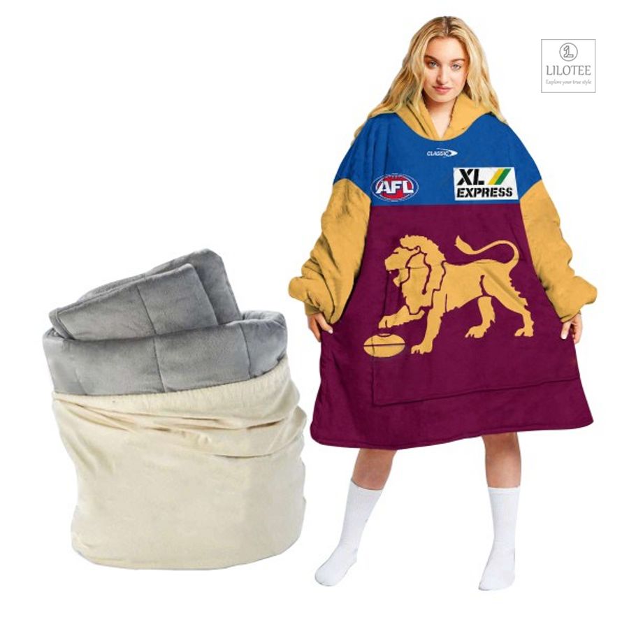 BEST AFL Brisbane Lions Custom Sherpa Hoodie Blanket 13