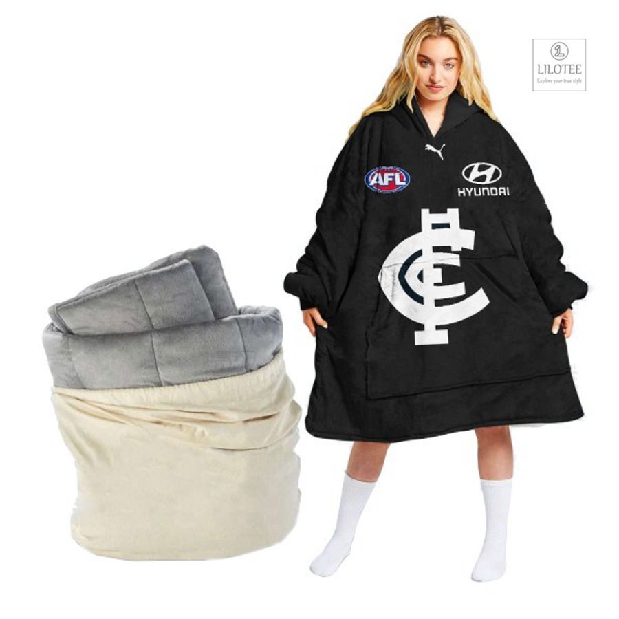 BEST AFL Carlton Huyndai Custom Sherpa Hoodie Blanket 13