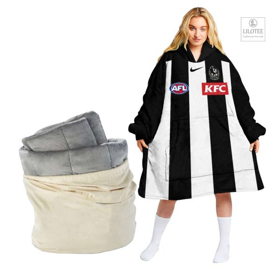 BEST AFL Collingwood KFC Custom Sherpa Hoodie Blanket 12