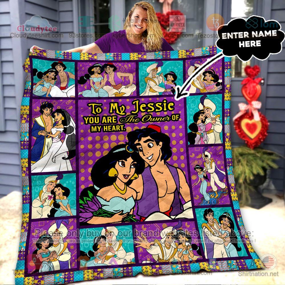 NEW Aladdin and the Magic Lamp you're the owner of my heart Custom Name Quilt 7