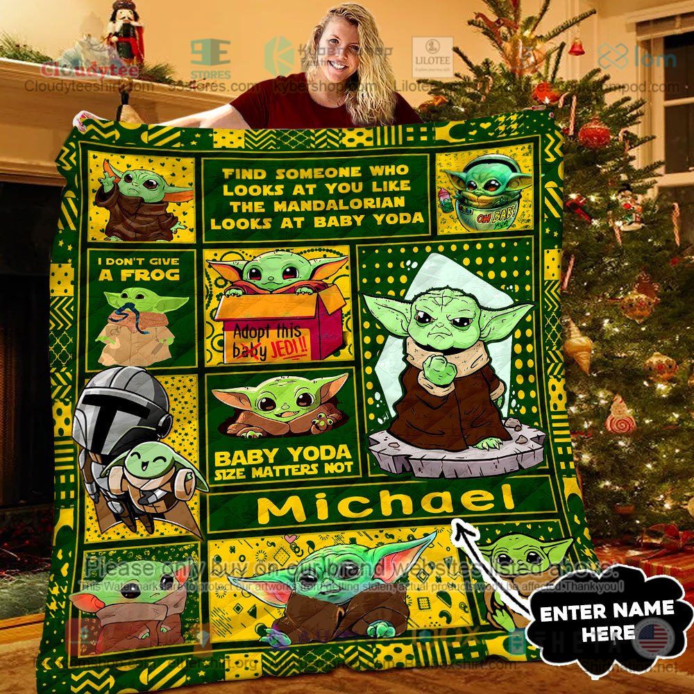 NEW Baby Yoda I'm don't give a frog Custom Name Quilt 6