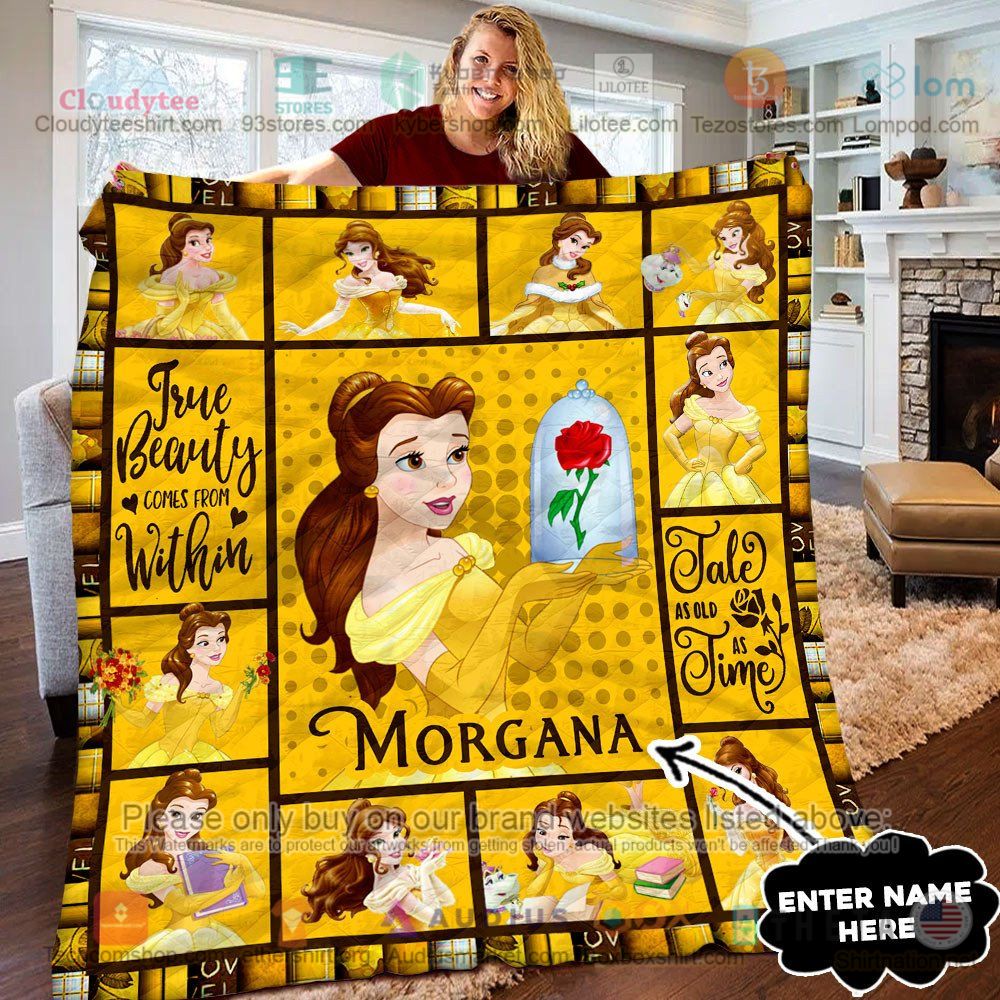NEW Beauty and the Beast Belle Tale as old as time Custom Name Quilt 7