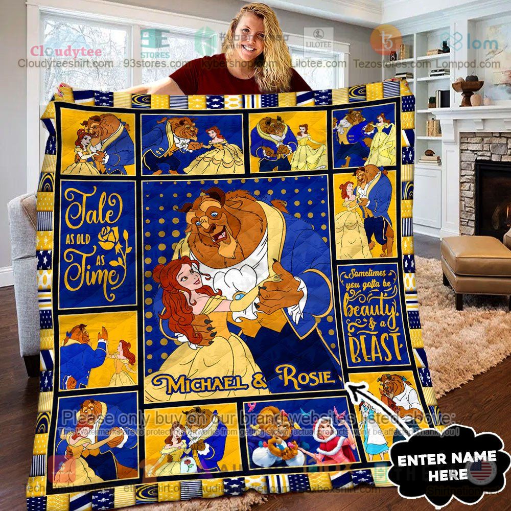 NEW Beauty and the Beast Dancing moments together Custom Name Quilt 6