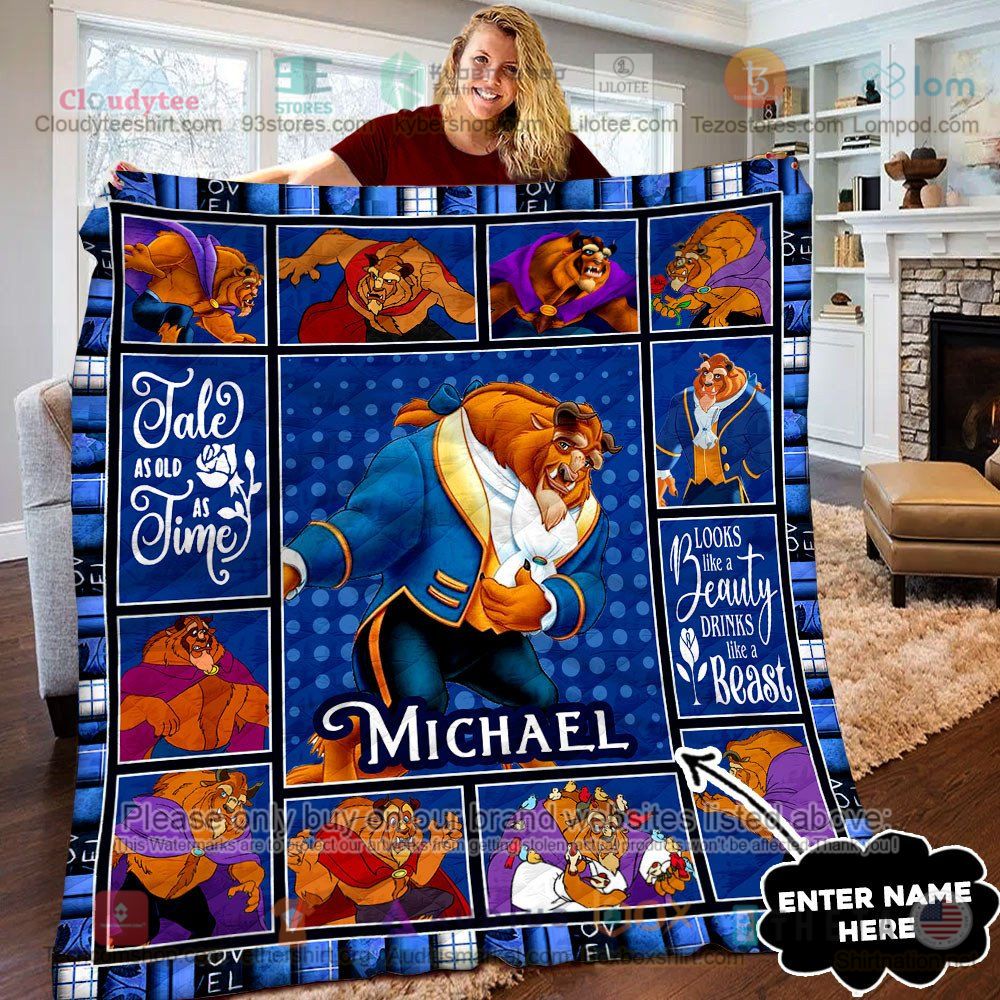 NEW Beauty and the Beast the Beast Tale as old as time Custom Name Quilt 7