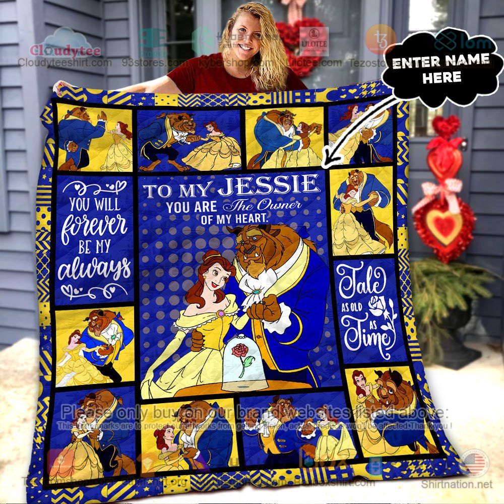NEW Beauty and the Beast you will forever be my always Dancing Custom Name Quilt 7