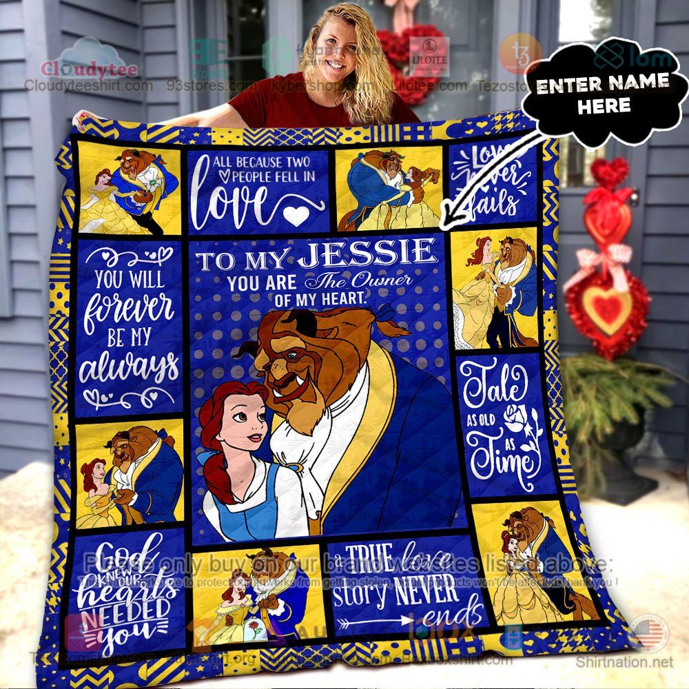 NEW Beauty and the Beast you will forever be my always Custom Name Quilt 7