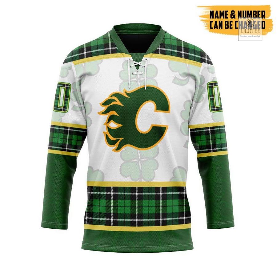 BEST Calgary Flames St Patrick Day Custom Hockey Jersey 7