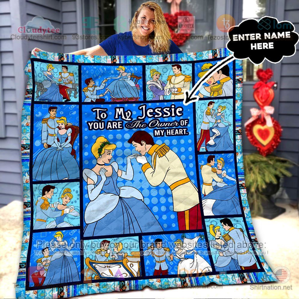 NEW Cinderella dacing with prince Custom Name Quilt 6