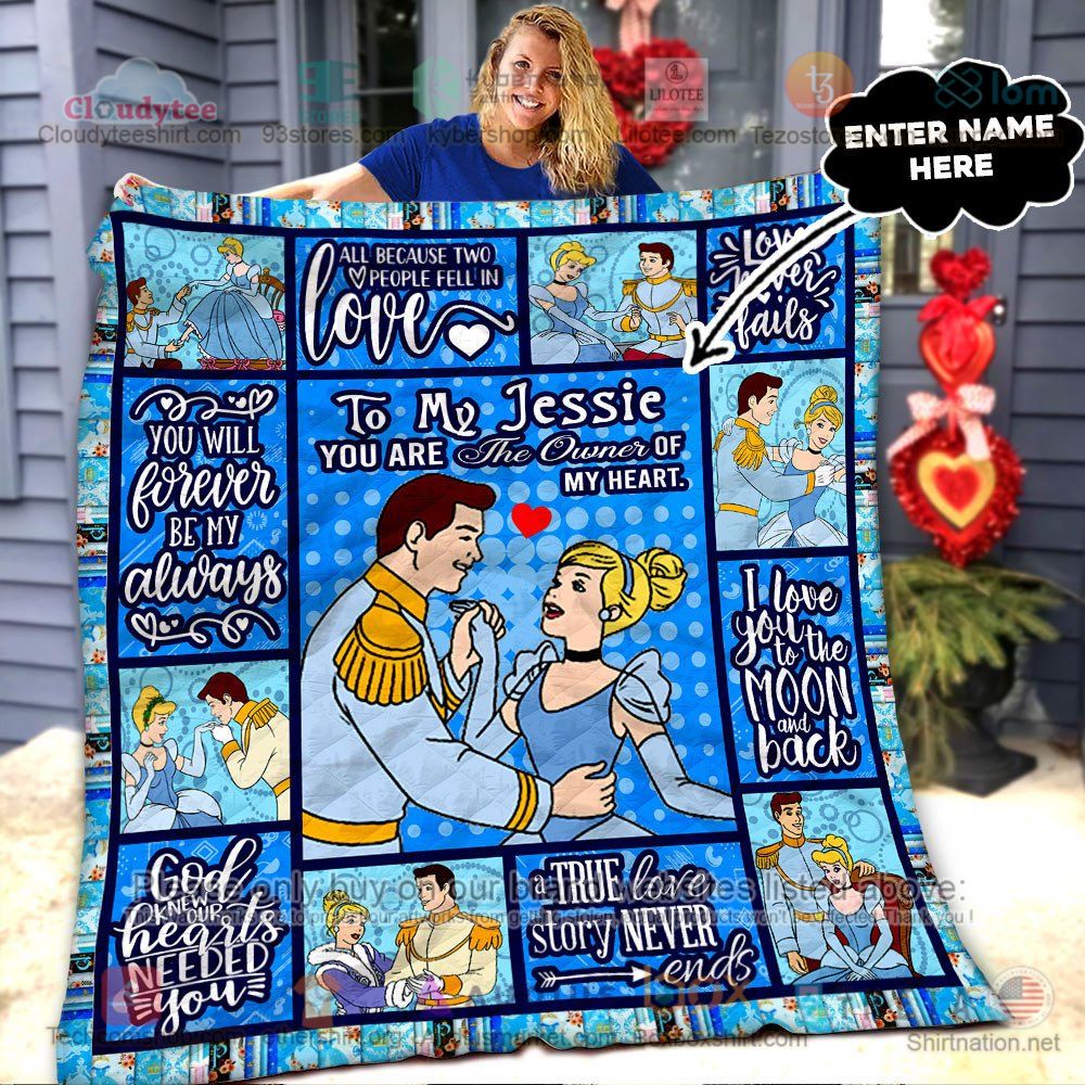 NEW Cinderella You're the owner of my heart Custom Name Quilt 7