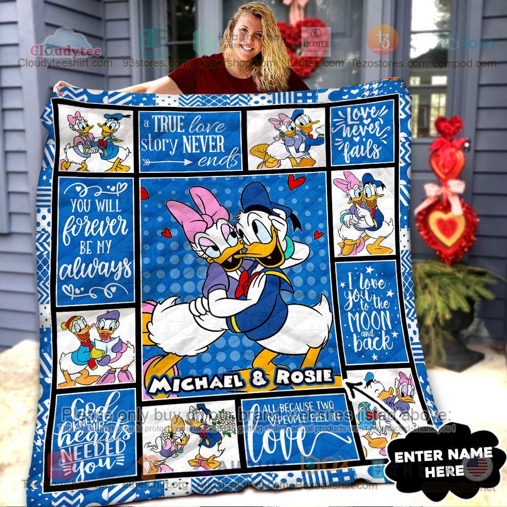 NEW Donald Duck and Daisy Duck love never fails Custom Name Quilt 7