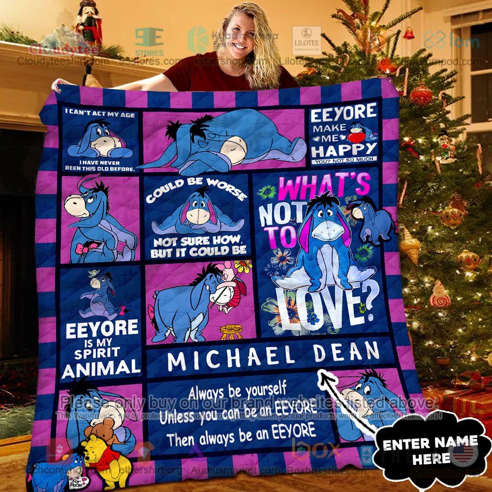 NEW Eeyore Cute, What's Not To Love Custom Name Quilt 6