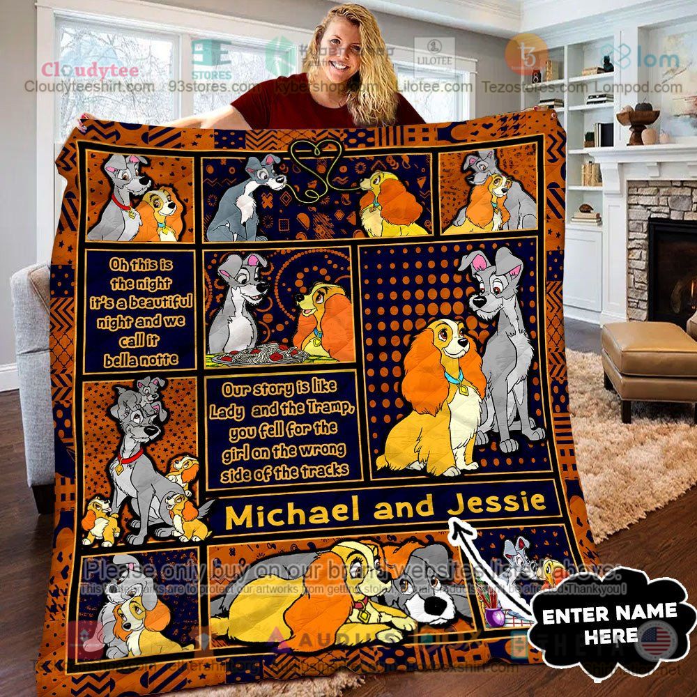 NEW Lady and the Tramp Disney Custom Name Quilt 6