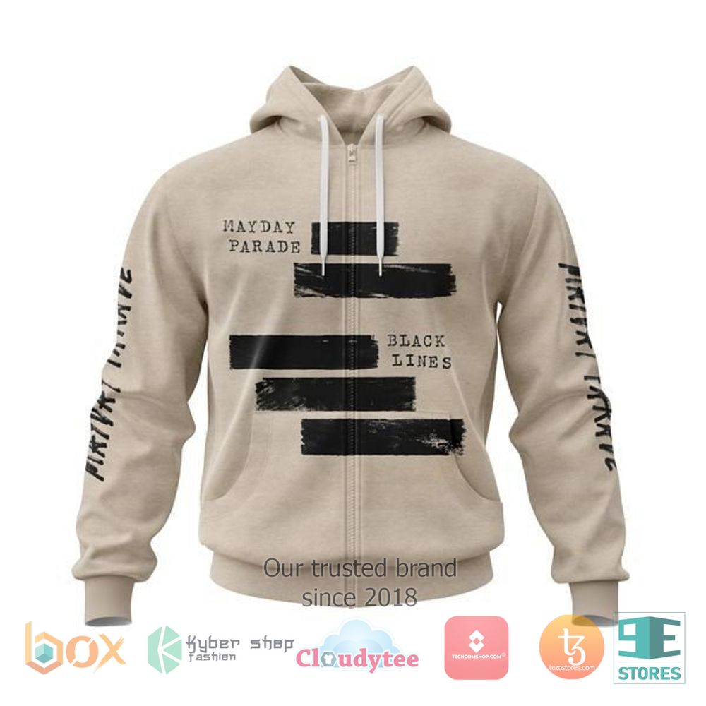 HOT Personalized Mayday Parade Black Lines Zip Hoodie 5