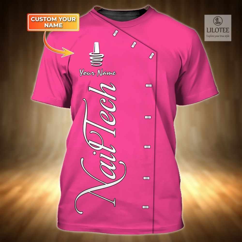 BEST Personalized Nail Technician Light Pink Custom 3D Shirt 5