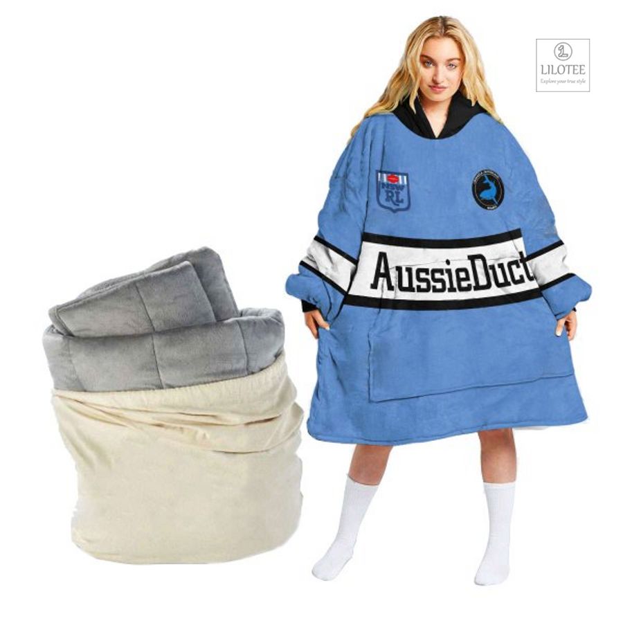 BEST Cronulla-Sutherland Sharks Blue Custom Sherpa Hoodie Blanket 13