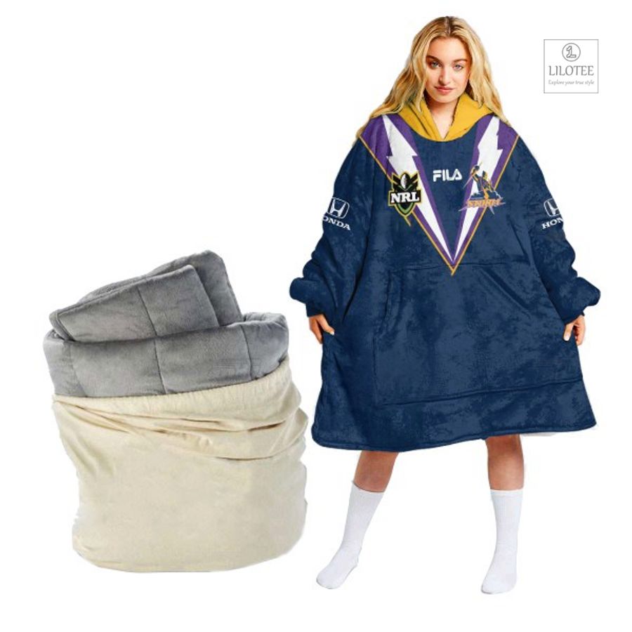 BEST Melbourne Storm Fila Custom Sherpa Hoodie Blanket