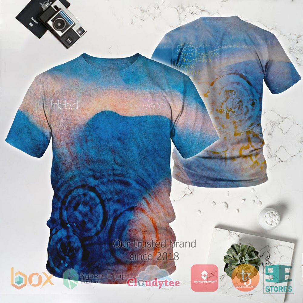 BEST Pink Floyd meddle Album Blue 3D T-Shirt 2