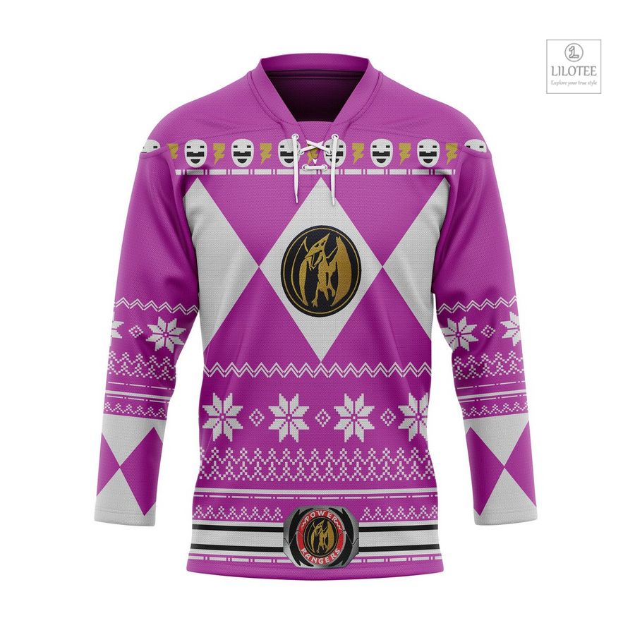 BEST Pink Mighty Morphin Power Ranger Ugly Hockey Jersey 6