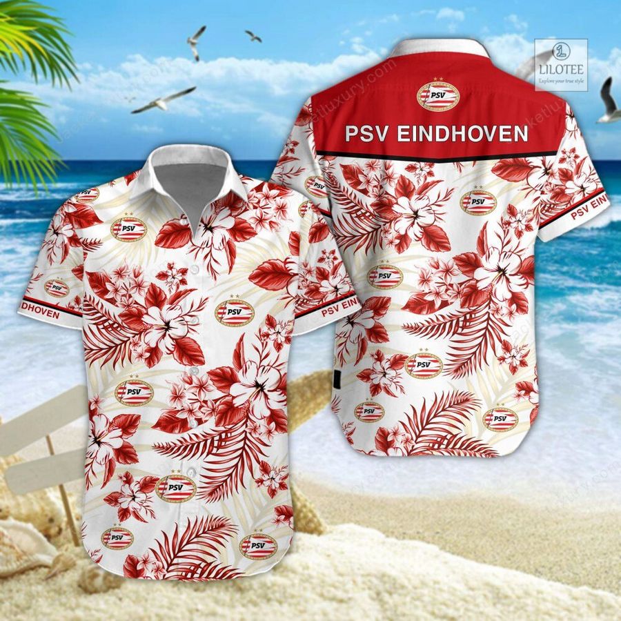 BEST PSV Eindhoven Red Hawaiian Shirt, Short 5