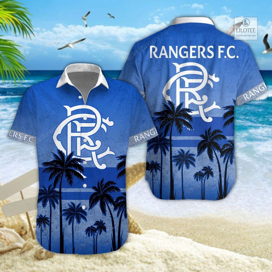 BEST Rangers Football Club Blue Hawaiian Shirt, Shorts 5