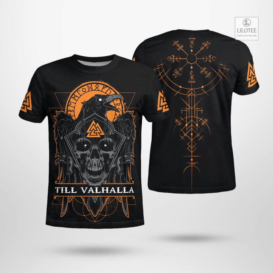 BEST Raven Till Valhalla Vegvisir Viking Black T-Shirt 7
