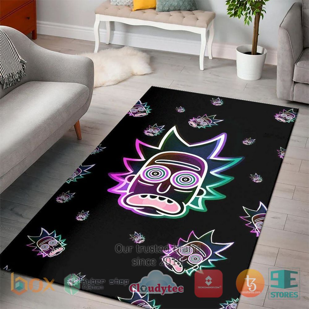 HOT Rick And Morty Neon face Rug 1