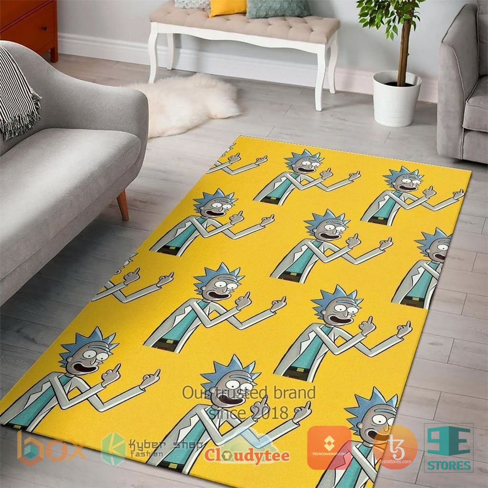 HOT Rick And Morty Rick Middle finger up Rug 2