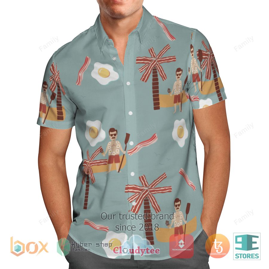 BEST Ron Swanson Bacon Egg Hawaii Shirt 12