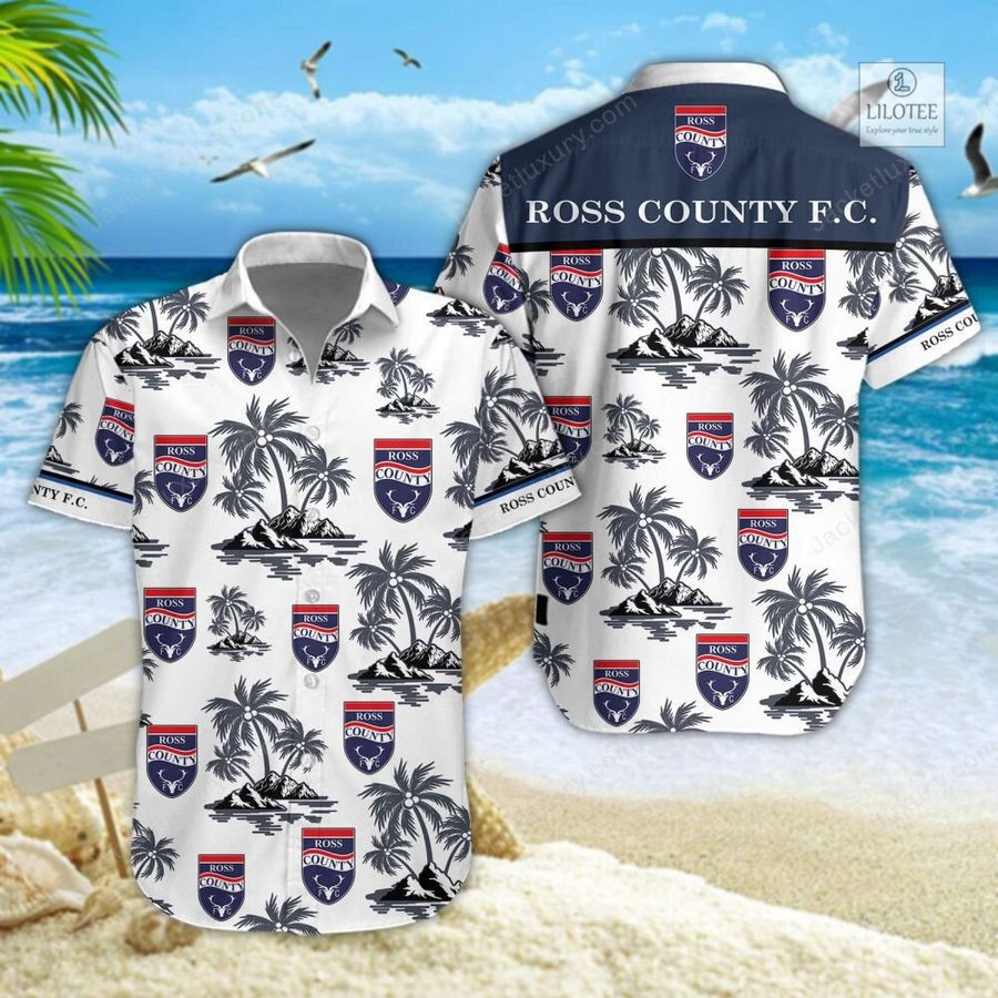 BEST Ross County Football Club White Hawaiian Shirt, Shorts 4