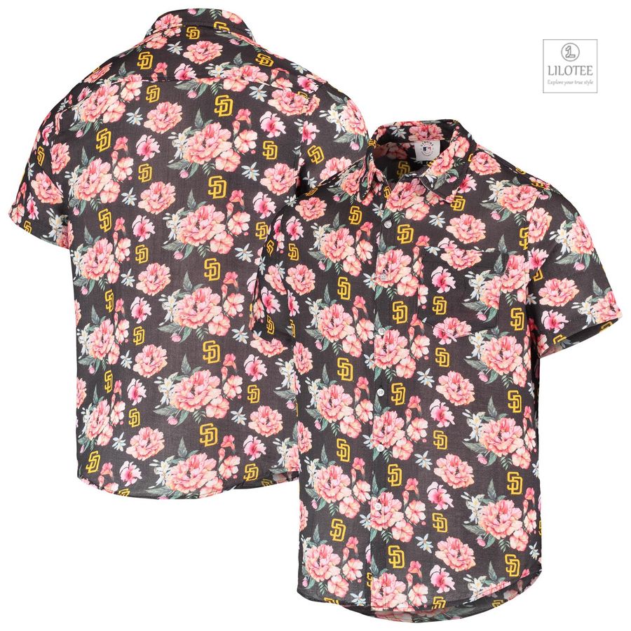BEST San Diego Padres FOCO Floral Linen Brown Hawaiian Shirt 7