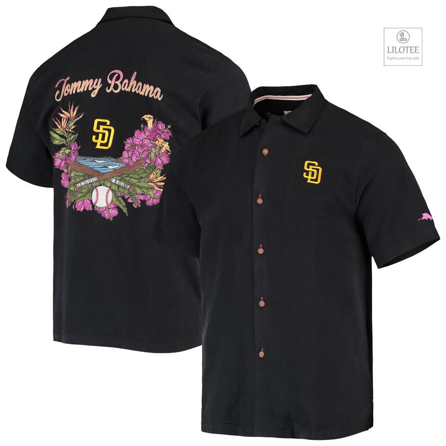BEST San Diego Padres Tommy Bahama Bay Black Hawaiian Shirt 5