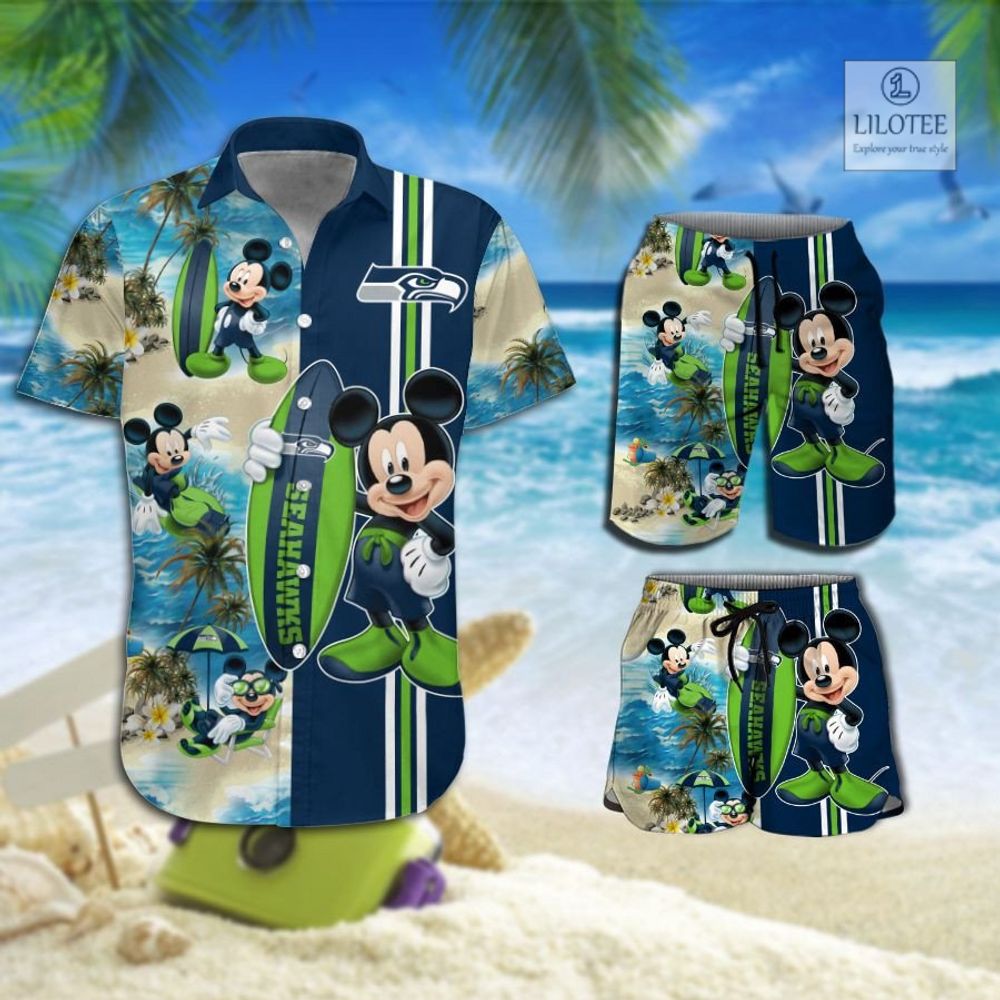 BEST Seattle Seahawks Mickey Mouse Hawaiian Shirt, Shorts 8