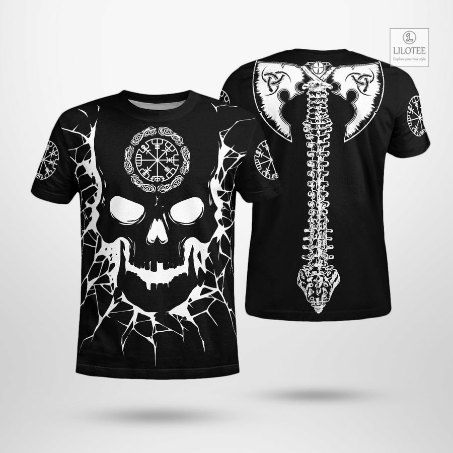 BEST Skull Viking And Backbone Is An Ax Viking Black T-Shirt 7