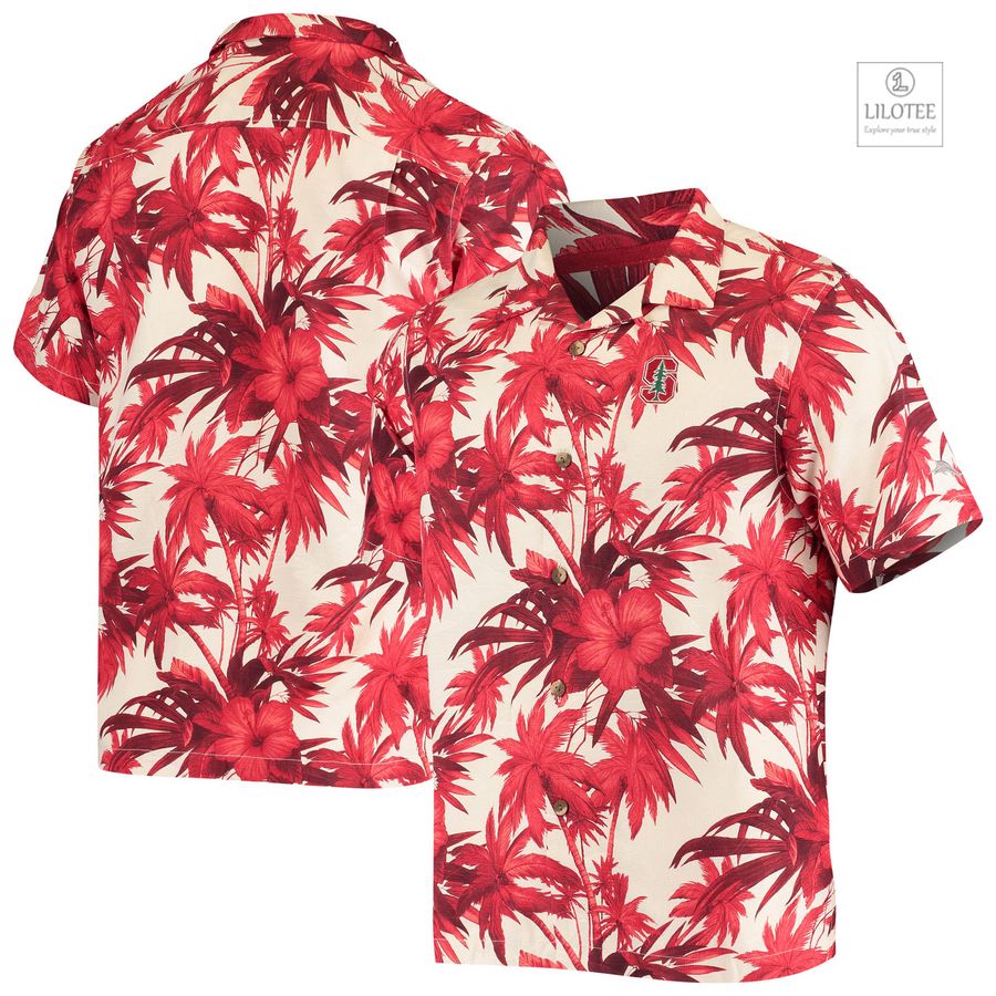 BEST Stanford Cardinal Tommy Bahama Harbor Island Hibiscus Cardinal Hawaiian Shirt 6